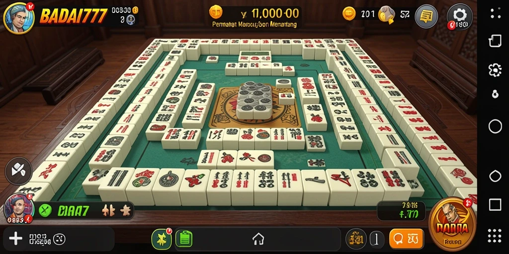 Screenshot utama BADAI777 menunjukkan alur permainan Mahjong yang menarik.