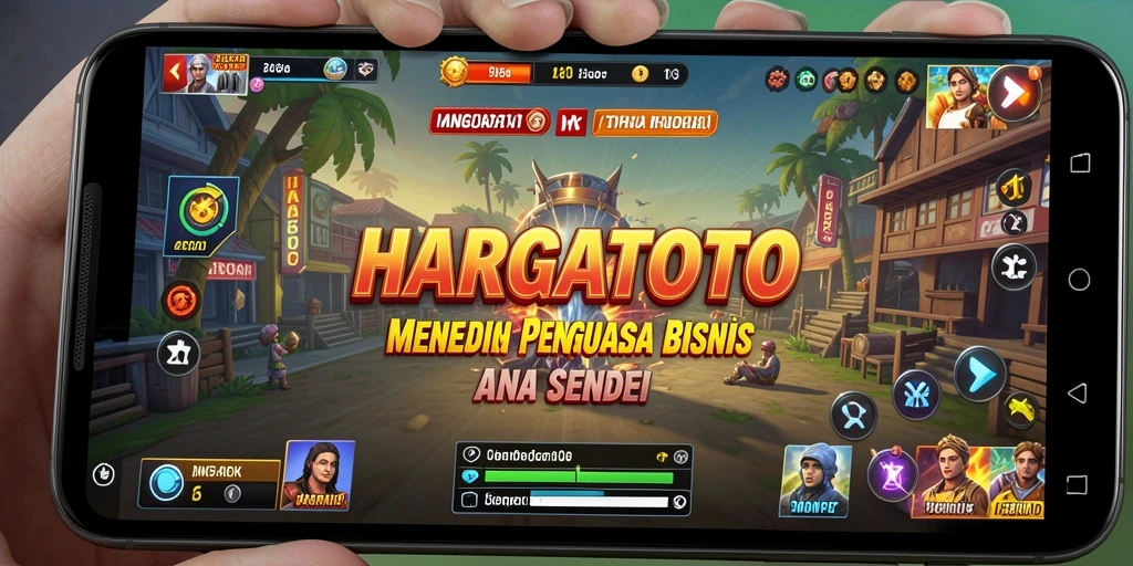 Screenshot gameplay HARGATOTO menampilkan aktivitas manajemen bisnis yang dinamis.