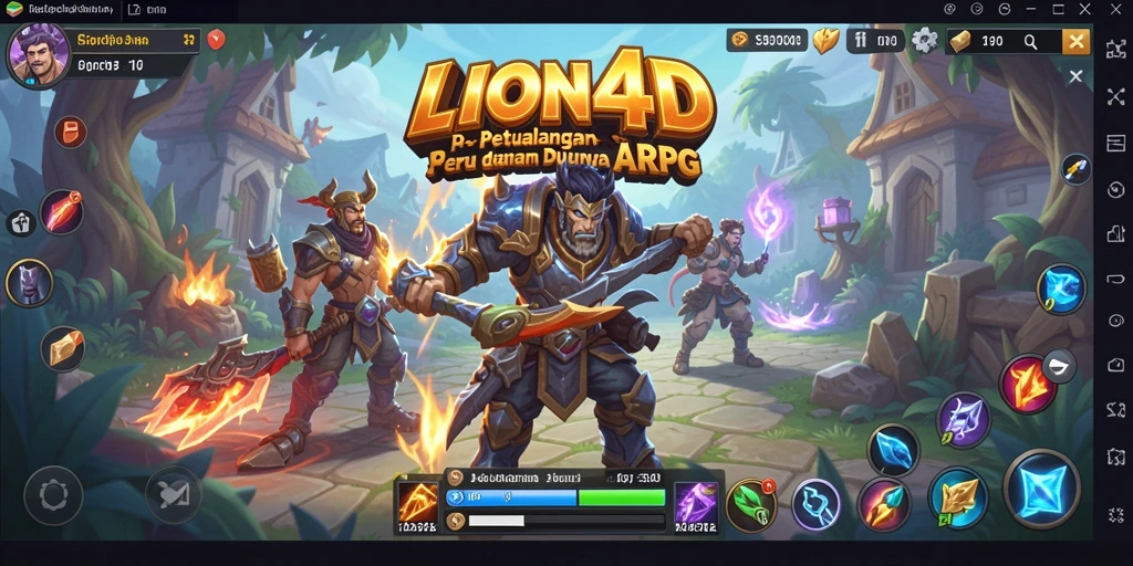 Screenshot gameplay LION4D menampilkan pertarungan karakter dalam dunia fantasi.