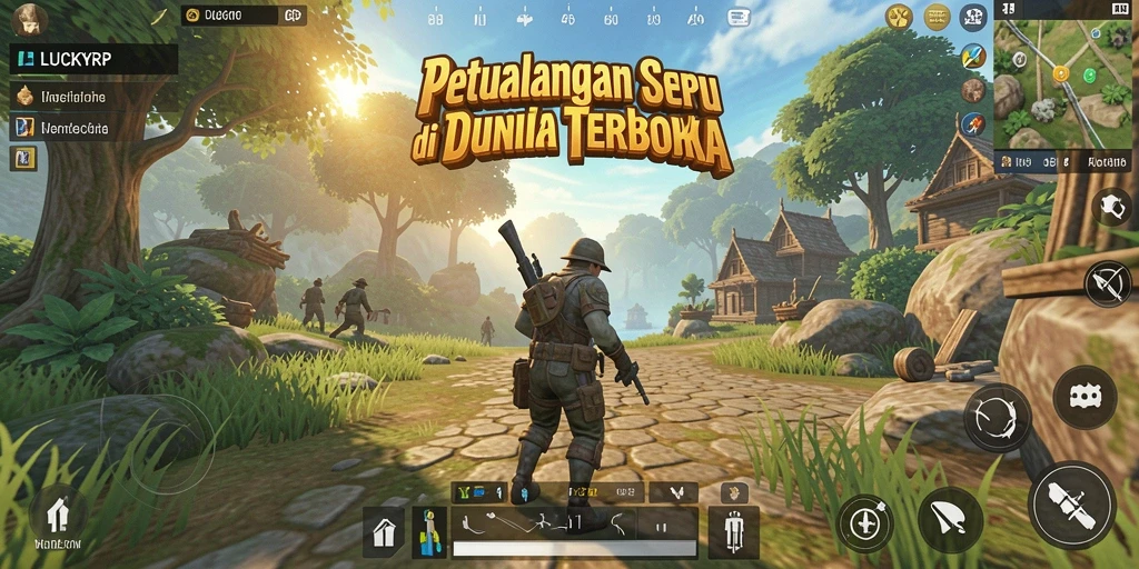 Tangkapan layar menunjukkan gameplay bebas di dunia terbuka.