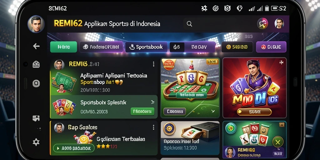 Tangkapan layar REMI62 yang menunjukkan antarmuka taruhan Sportsbook.
