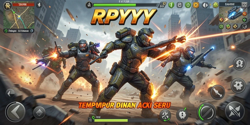 Screenshot utama RPYYY menunjukkan gameplay seru dalam aksi penuh adrenalin.
