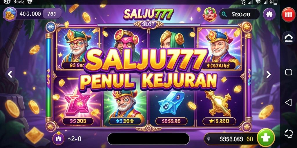 Gameplay SALJU777 menampilkan gulungan slot yang berwarna-warni dan interaktif.