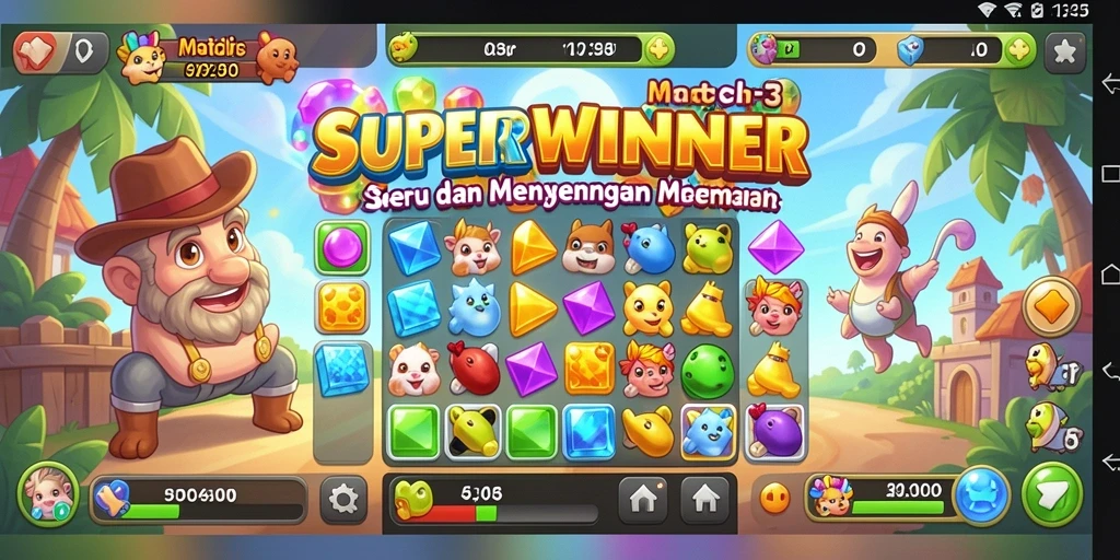 Gambaran gameplay <strong>SUPERWINNER</strong> yang penuh warna dan menantang.